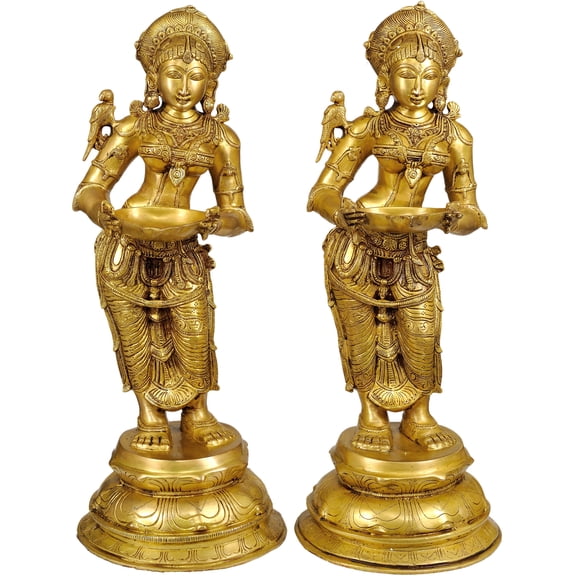 23" Deeplakshmi Pair in Brass | Handmade | Made in India