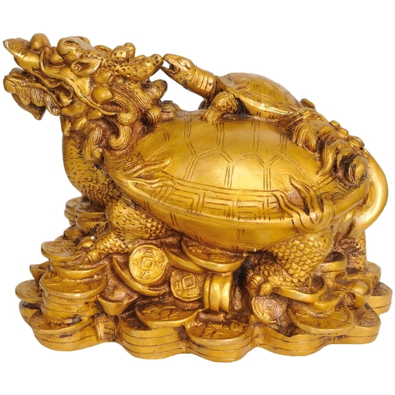 8" Feng Shui Dragon Brass Piggy Bank - Handmade Indian Prosperity Symbol Coin Savings Jar for Home Wealth Decor