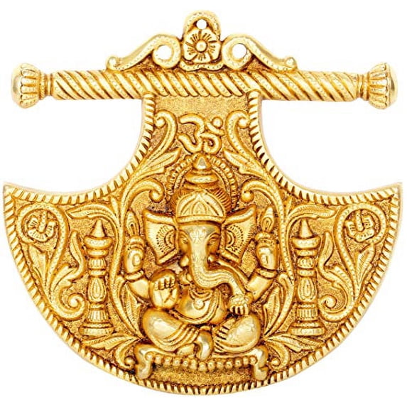Exotic India Ganesha Wall Hanging Fan - Brass Statue