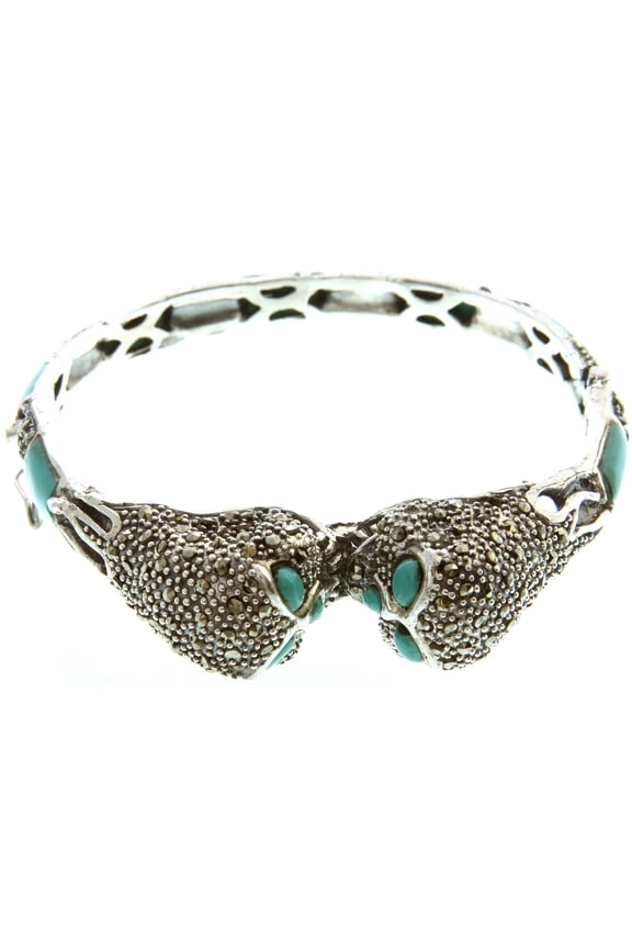Kissing Owls Inlay Bracelet with Marcasite