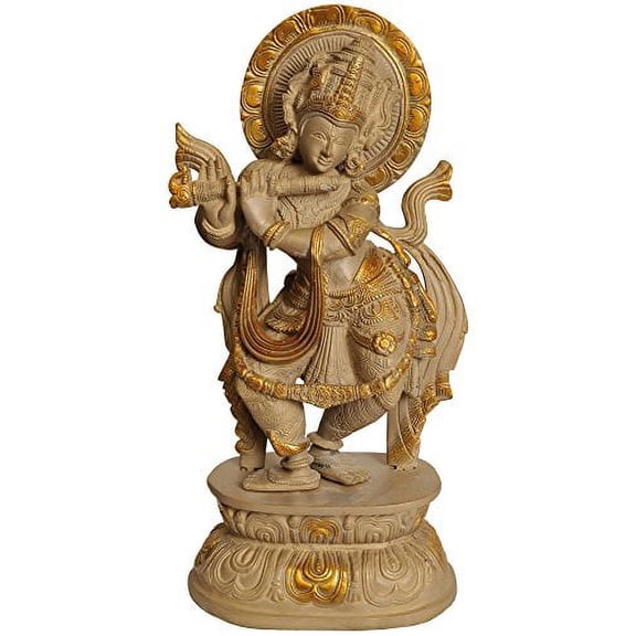 Exotic India Krishna Brass Statue