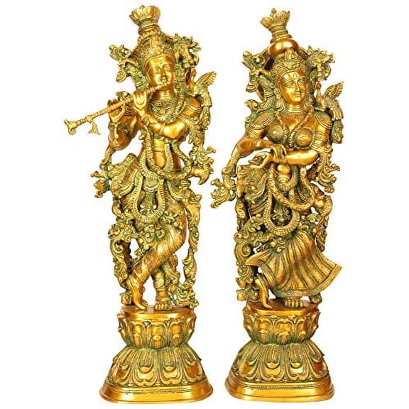 Exotic India Krishna Brass Statue