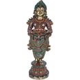 thumbnail image 1 of Exotic India Large Size Deepalakshmi with Fine Inlay Work - Brass Statue with Inlay Work, 1 of 2