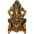 thumbnail image 1 of Exotic India Large Size Lord Ganesha in Ekadanta Manifestation - Brass Statue, 1 of 2