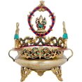 thumbnail image 1 of Exotic India Lord Ganesha Urli - Brass Statue with Inlay, 1 of 2