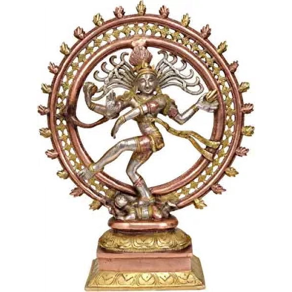 Exotic India Nataraja Statue, Copper/Silver/Gold, 11 x 4 x 14-Inch
