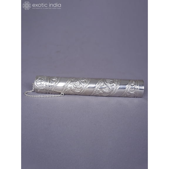 Exotic India Pure Silver Message Scroll Holder From Nepal - Traditional Ritual Decor | Home Accent