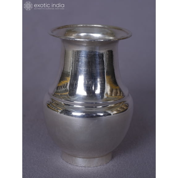 Exotic India Pure Silver Ritual Kalash From Nepal - Traditional Hindu Worship Decor