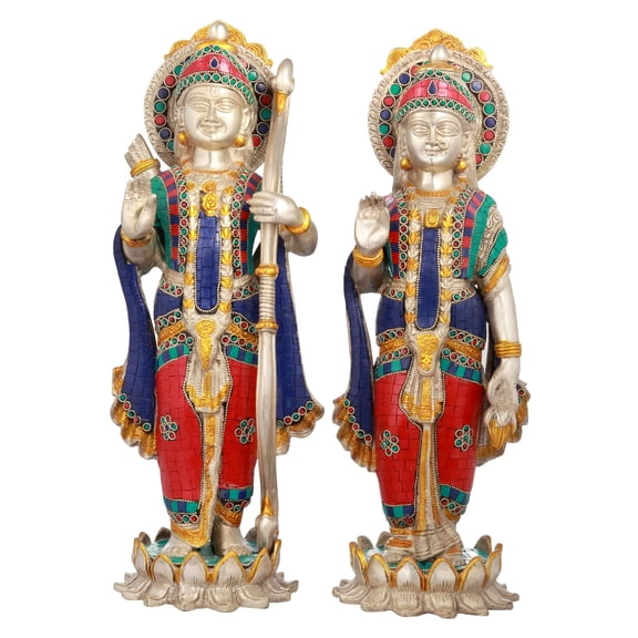 18" Handmade Rama Sita Brass Statue | Made in India