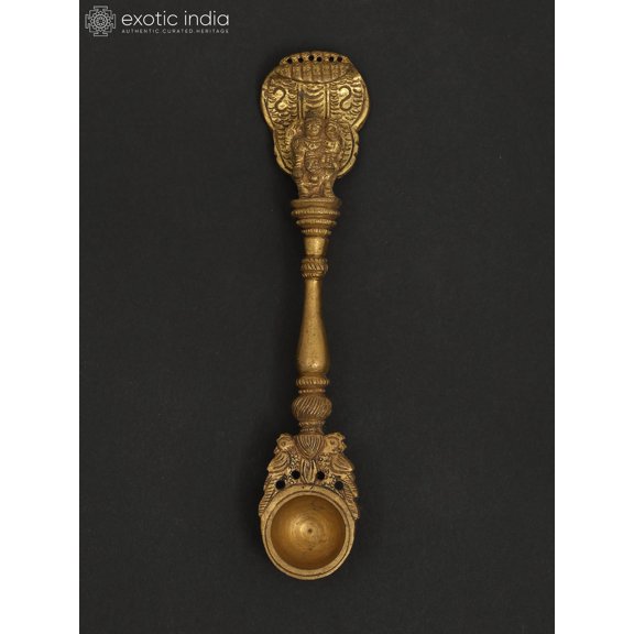 Ritual Spoon with Lakshmi Vishnu on Garuda and Snake-Hood