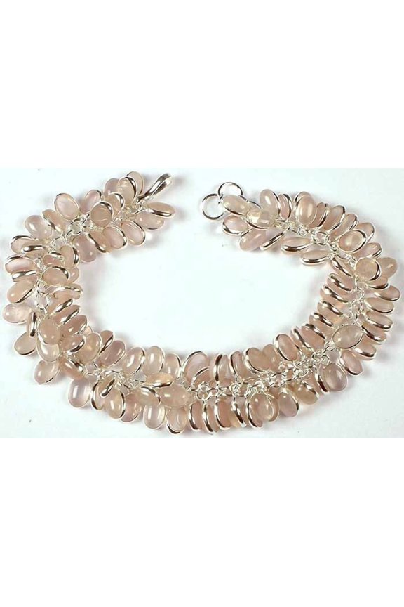Rose Quartz Bunch Bracelet | Sterling Silver Bracelets