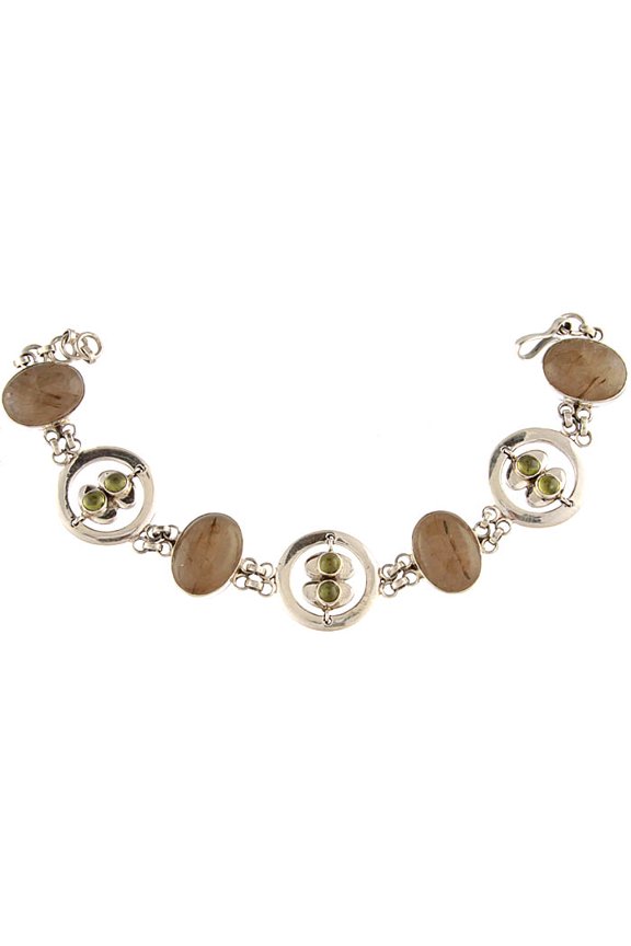 Rutilated Quartz Bracelet with Peridot
