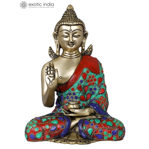 8 Inch Seated Lord Buddha Tibetan Buddhist Brass - Meditation Handmade Statue
