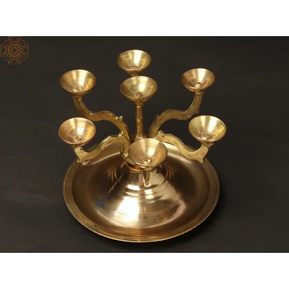 5" Seven Wicks Lamp in Brass | Handmade | Made in India
