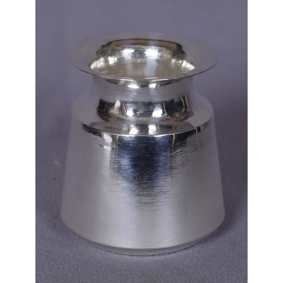 Exotic India Silver Pooja Kalash From Nepal - Traditional Hindu Ritual Vessel | Spiritual Interior Accent
