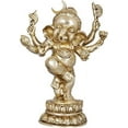thumbnail image 1 of Exotic India Six Armed Dancing Chandra Ganesha - Brass Statue, 1 of 2