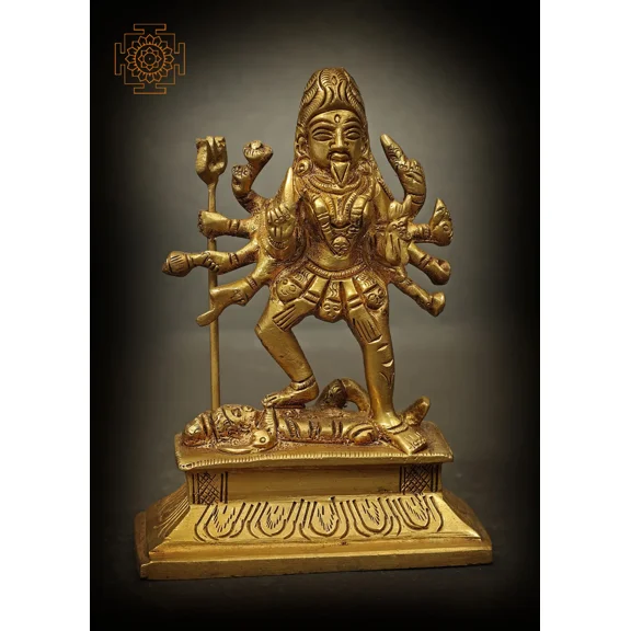 4" Small Size Goddess Kali Statue In Brass | Handmade | Made In India