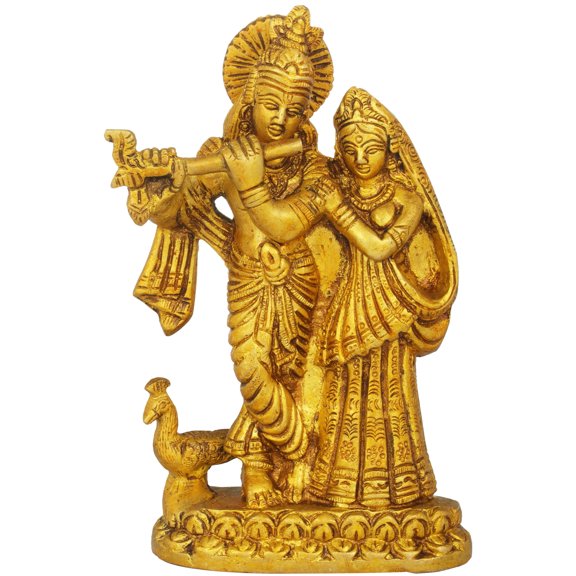 5" The Divine Lovers - Radha Krishna | Brass | Handmade | Made In India