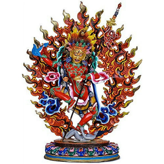 Exotic India Tibetan Buddhist Deity Red Tara - Made in Nepal - Copper Sculpture Gilded with 24 Karat Gold