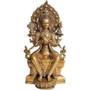 Exotic India Tibetan Buddhist Maitreya Buddha Statue, Natural Brass, 5.5 x 4 x 11-Inch