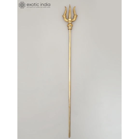 33" Trident with Sacred Symbols in Brass | Handmade | Made in India