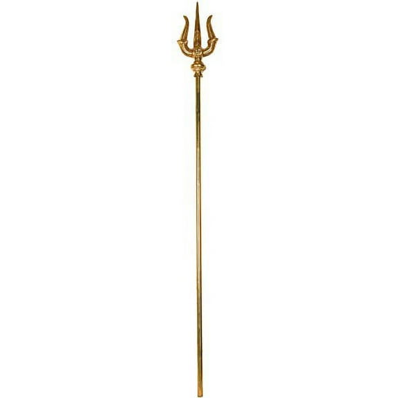 Exotic India Trident with Sacred Symbols - Brass Statue