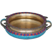 Exotic India Brass Urli Decorated With Inlay Work Brass Statue With Inlay Work - Tabletop Accent