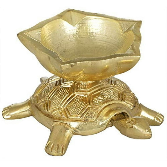 Exotic India Vastu Tortoise Lamp - Brass Statue
