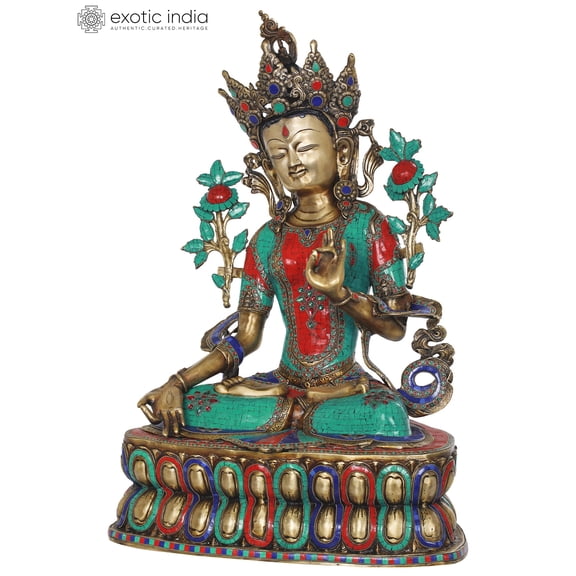 33" White Tara, The Supreme Female Deity In Tibetan Buddhism (Large Size) In Brass | Handmade | Made In India