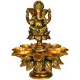 thumbnail image 1 of Exotic India ZCF94 Lord Lotus Lamp (Eleven Wicks) Ganesha Brass Statue, Multicolor, 1 of 2