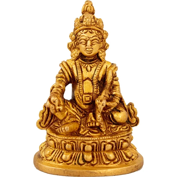 3" Seated Kubera Statue in Brass | Handmade Idols | Made In India