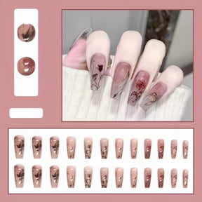 Exotic Ink Splash Plaid Short Press on Nails - 24 Piece DIY Nail Art Set for Effortless Style