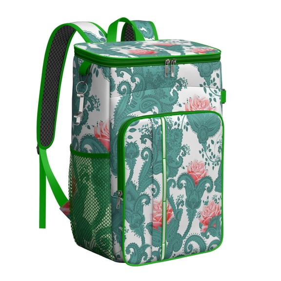 Exotic Insulated Backpack Cooler - Artistic Colorful Pattern 20L Leakproof Beach Cooler Bag for Travelers, Families & College Students