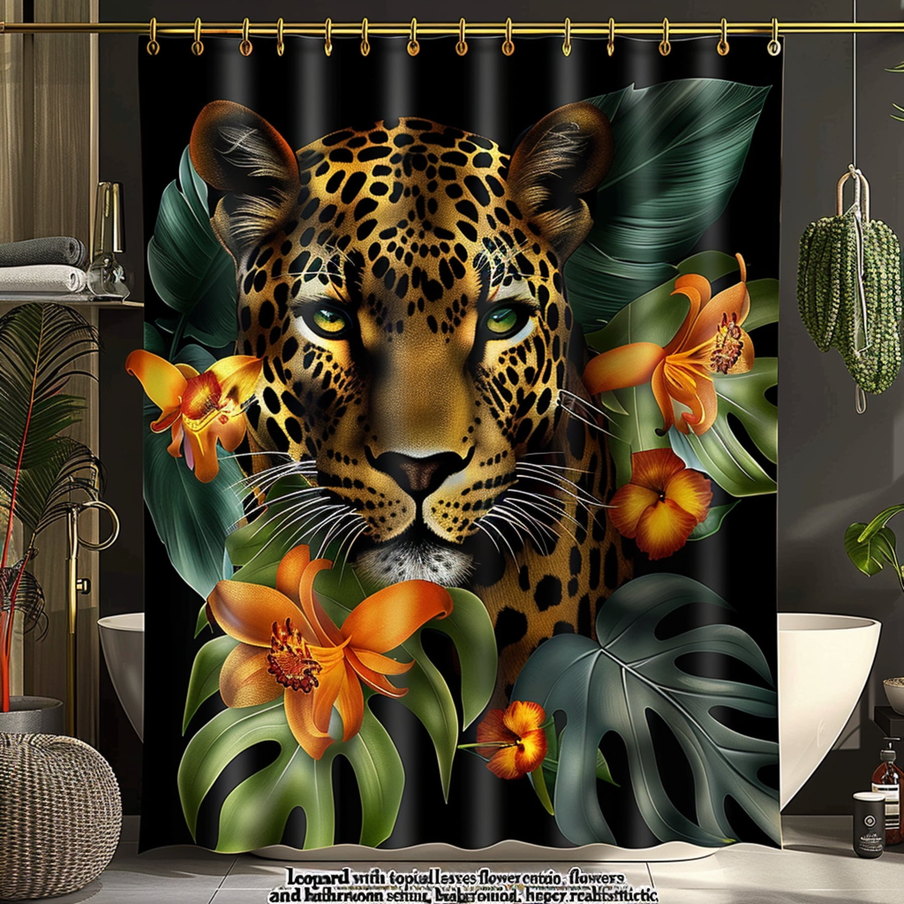Exotic Jungle Vibes Leopard Print Shower Curtain Transform Your ...