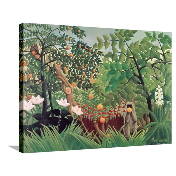 Art.com Exotic Landscape, 1910 Stretched Canvas Print Wall Art by Henri Rousseau, 32" x 24"