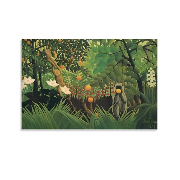 Exotic Landscape by Henri Rousseau Painting Poster Gifts Canvas Painting Poster Wall Art Decorative Picture Prints Modern Decor 12x18inch(30x45cm)