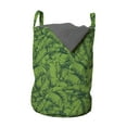 thumbnail image 1 of Exotic Laundry Bag, Clutter of Banana Leaves Paradise Plantation Foliage Scene, Hamper Basket with Handles Drawstring Closure for Laundromats, 13" x 19", Fern Green Hunter Green, by Ambesonne, 1 of 4