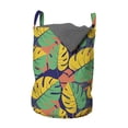 thumbnail image 1 of Exotic Laundry Bag, Colorful and Abstract Tropical Jungle Pattern Monstera Leaf Silhouettes, Basket with Handles Drawstring Closure for Laundromats, 13" x 19", Sea Green Earth Yellow, by Ambesonne, 1 of 4