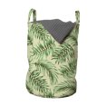 thumbnail image 1 of Exotic Laundry Bag, Print of Jungle Foliage Luau Vibes, Hamper Basket with Handles Drawstring Closure for Laundromats, 13" x 19", Fern Green Pastel Green, by Ambesonne, 1 of 4