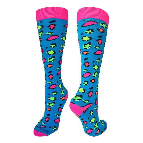 Exotic Leopard Over the Calf Socks (Neon Leopard, Medium)