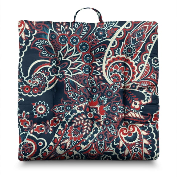 Exotic Mandala Meditation Pouf - Oversized Square Floor Pillow for Cross-Legged Sitting & Relaxation