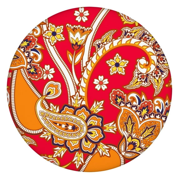 Exotic Mandala Round Tablecloth - Elastic Edge Design, Windproof & Scratch-Resistant, Elegant Bohemian Decor for Parties & Gatherings