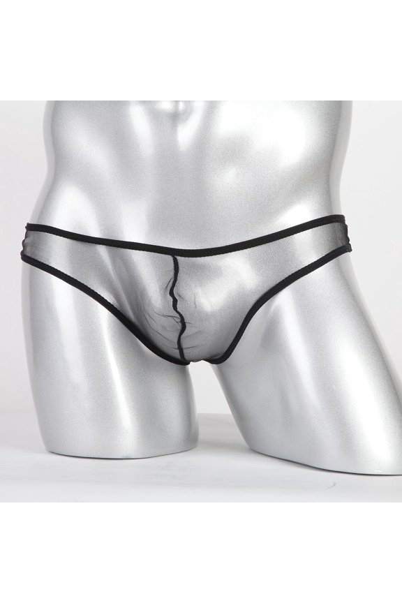Exotic Mesh Thong Underwear for Men Breathable Comfortable Fit with Large Size Design for Home and Leisure Versatile Everyday Wear, XXL, Black