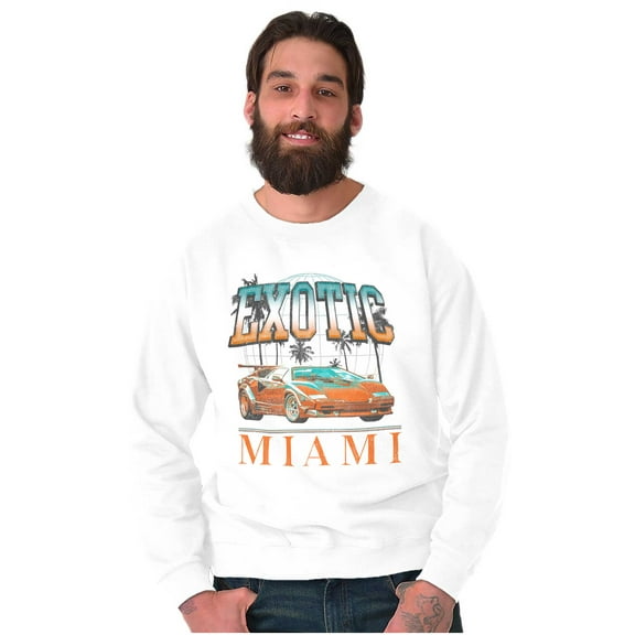 Exotic Miami Vintage Muscle Car Men's Big & Tall Crewneck Sweatshirt Brisco Brands 4X