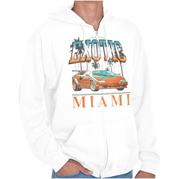 Exotic Miami Vintage Muscle Car Zip Hoodie Sweatshirt Men Brisco Brands L