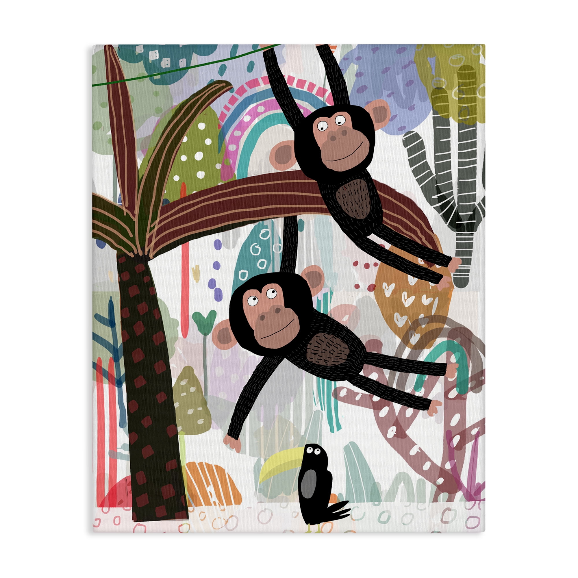 Exotic Monkey & Toucan Canvas Wall Art, design by Carla Daly