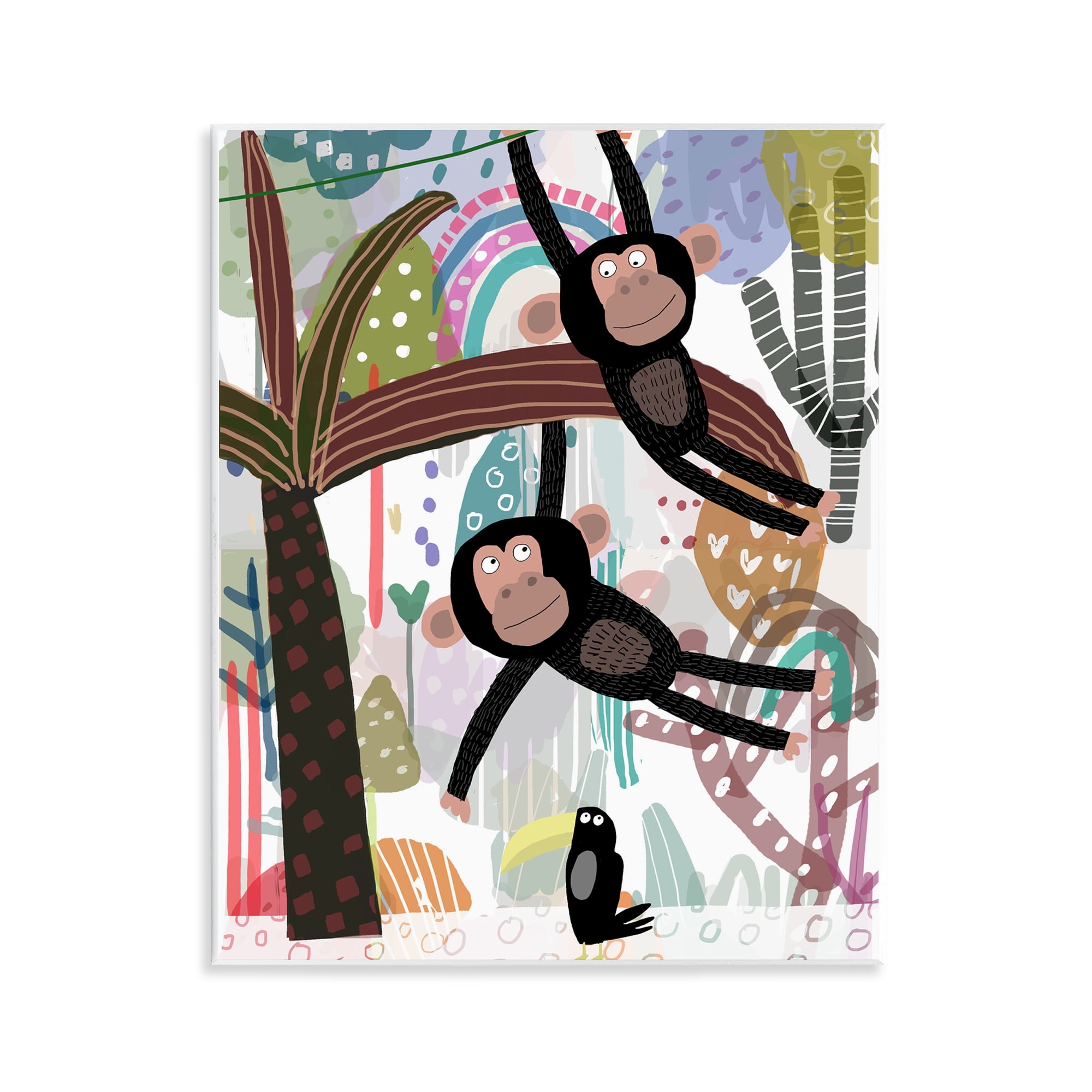 Exotic Monkey & Toucan Wall Plaque Art, design by Carla Daly