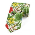 thumbnail image 1 of Exotic Necktie, Cheerful Hibiscus Butterfly, Dress Tie, 3.7", Olive Green Multicolor, by Ambesonne, 1 of 3