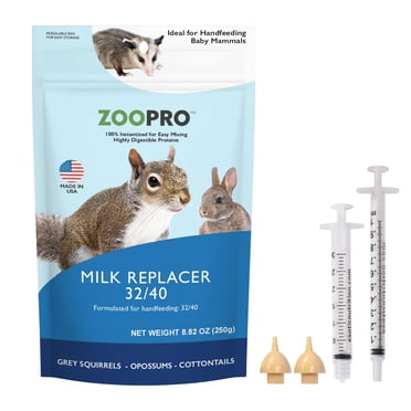 Baby Squirrel Nursing Set Basic - Milk Replacer Formula And Feeding Syringes For Orphaned Wildlife