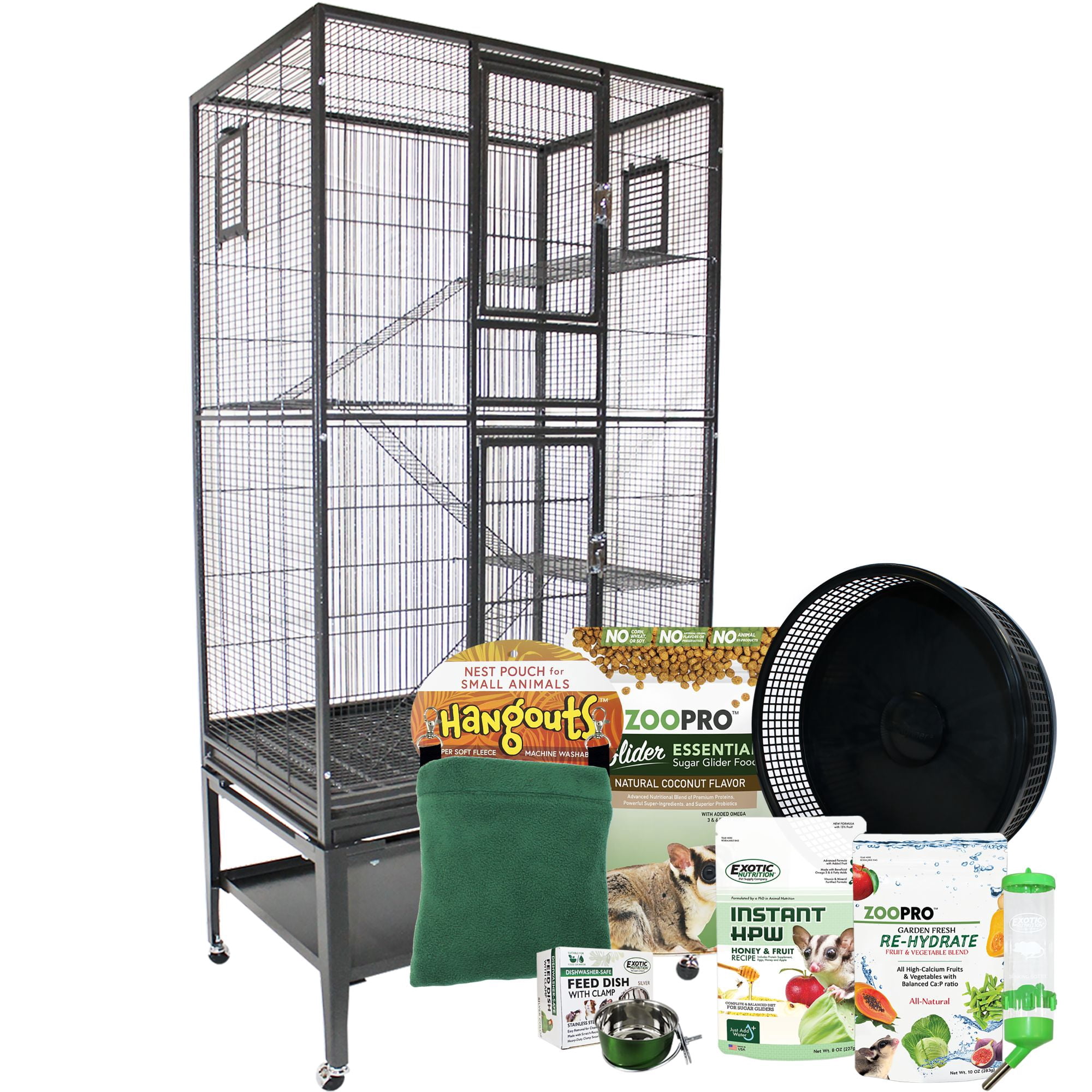 ケージ・アクセサリー EXOTIC NUTRITION Sugar Glider Cage Exotic Nutrition Congo Cage & Starter Package for Sugar Gliders
